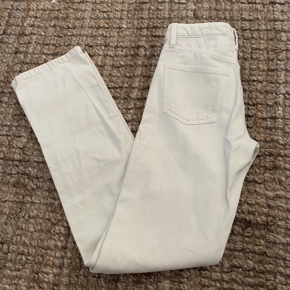 Zara Button Fly High Rise Straight Jeans Womens Sz 2 Beige Natural Denim Size 2 - Picture 7 of 8